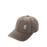 6-Panel-Cap in gewaschener Optik aus recycelter Baumwolle 270 g/m² farbe braun Ansicht mit Druckbereich
