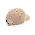 6-Panel-Cap in gewaschener Optik aus recycelter Baumwolle 270 g/m² farbe beige zweite Ansicht