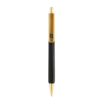 Ergonomischer Dreikant-Kugelschreiber mit Soft-Touch, blaue Tinte farbe schwarz Ansicht mit Logo