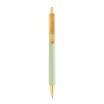 Ergonomischer Dreikant-Kugelschreiber mit Soft-Touch, blaue Tinte farbe grün Ansicht mit Logo