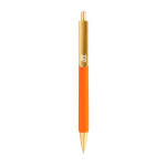 Ergonomischer Dreikant-Kugelschreiber mit Soft-Touch, blaue Tinte farbe orange Ansicht mit Logo