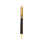 Ergonomischer Dreikant-Kugelschreiber mit Soft-Touch, blaue Tinte farbe dunkelbraun Ansicht mit Logo