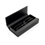 Swiss Peak Schreibset aus Metall mit Kugelschreiber und Rollerball, blaue Tinte farbe schwarz Ansicht mit Box