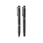 Swiss Peak Schreibset aus Metall mit Kugelschreiber und Rollerball, blaue Tinte farbe schwarz Ansicht mit Druckbereich