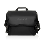 Umhängetasche mit RFID und 9,8 l Fassungsvermögen Swiss Peak 15,6” farbe schwarz Ansicht mit Logo