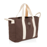 Strandtasche aus recyceltem Canvas mit Waschfinish 400 g/m² farbe braun Ansicht mit Logo