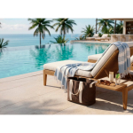 Strandtasche aus recyceltem Canvas mit Waschfinish 400 g/m² farbe braun Lifestyle-Bild