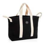 Strandtasche aus recyceltem Canvas mit Waschfinish 400 g/m² farbe schwarz Ansicht mit Logo