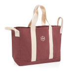 Strandtasche aus recyceltem Canvas mit Waschfinish 400 g/m² farbe dunkelbraun Ansicht mit Logo