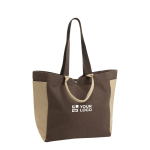 Shopper-Weekender-Tasche aus recyceltem Canvas, 18 L, 400 g/m² farbe braun Ansicht mit Druckbereich