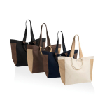 Shopper-Weekender-Tasche aus recyceltem Canvas, 18 L, 400 g/m² farbe gebrochen weiß Ansicht in verschiedenen Farben