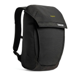 Minimalistischer Rucksack mit magnetischer Klappe für 16”-Laptop Thule Paramount farbe schwarz Ansicht mit Logo