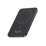 Ultraflache Powerbank mit kabellosem Laden 15W 5000 mAh Anker Nano farbe schwarz Ansicht mit Logo