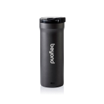 Auslaufsichere Thermotasse mit Doppelwand 500ml AdHoc Pulse farbe grau Ansicht mit Logo