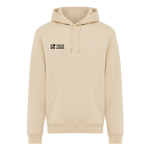 Unisex-Kapuzenpullover aus angerautem Sweatstoff, 340 g/m², Iqoniq Joshua farbe camel Ansicht mit Druckbereich