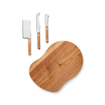 Käse-Set mit Brett und 3 Messern aus Edelstahl farbe braun