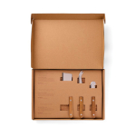 Käse-Set mit Brett und 3 Messern aus Edelstahl farbe braun Ansicht mit Box