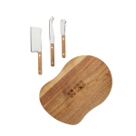 Käse-Set mit Brett und 3 Messern aus Edelstahl farbe braun Ansicht mit Druckbereich