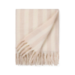 Gestreifte Decke aus Wolle und recyceltem Polyester 130 x 170 cm farbe beige