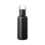 Doppelwandige Thermoflasche mit Strohhalm und auslaufsicherem Deckel 600ml farbe schwarz