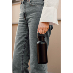 Doppelwandige Thermoflasche mit Strohhalm und auslaufsicherem Deckel 600ml farbe schwarz Lifestyle-Bild 4