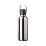 Doppelwandige Thermoflasche mit Strohhalm und auslaufsicherem Deckel 600ml farbe glänzendes silber