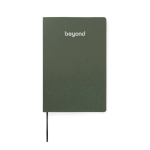 A5-Notizbuch mit Softcover aus Recyclingpapier, liniert farbe grün Ansicht mit Logo