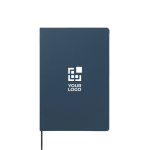 A5-Notizbuch mit Softcover aus Recyclingpapier, liniert farbe marineblau Ansicht mit Druckbereich