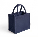 Mittelgroße Tasche aus recycelter Baumwolle mit laminiertem Innenraum, 220 g/m² farbe marineblau fünfte Ansicht