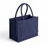 Große Tasche aus recycelter Baumwolle mit laminiertem Innenraum, 220 g/m² farbe marineblau erste Ansicht