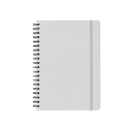 Set aus A5-Notizbuch mit PU-Einband und Aluminium-Kugelschreiber mit blauer Tinte farbe weiß Detailbild 5