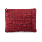 Flache Kosmetiktasche aus Polyester mit Bouclé-Oberfläche und Reißverschluss, 270 g/m² farbe bordeaux erste Ansicht