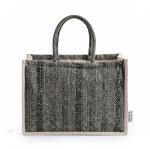 Tasche aus recycelter Baumwolle mit breitem Boden und Seitenfalte, 530 g/m² farbe schwarz erste Ansicht
