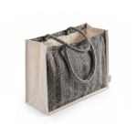 Tasche aus recycelter Baumwolle mit breitem Boden und Seitenfalte, 530 g/m² farbe schwarz dritte Ansicht