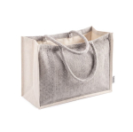 Tasche aus recycelter Baumwolle mit breitem Boden und Seitenfalte, 530 g/m² farbe grau zweite Ansicht