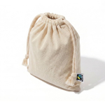 Kleiner Beutel aus Fairtrade-Baumwolle mit natürlicher Oberfläche, 105 g/m² farbe natürliche farbe vierte Ansicht