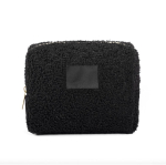 Kulturbeutel aus Polyester mit Sherpa-Oberfläche und Reißverschluss, 360 g/m² farbe schwarz erste Ansicht