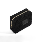 Kulturbeutel aus Polyester mit Sherpa-Oberfläche und Reißverschluss, 360 g/m² farbe schwarz vierte Ansicht