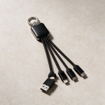 4-in-1-Ladekabel mit Karabiner, 10 W farbe schwarz dritte Ansicht
