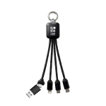 4-in-1-Ladekabel mit Karabiner, 10 W farbe schwarz Ansicht mit Druckbereich