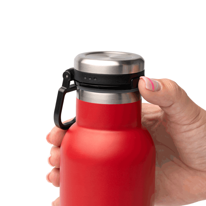 Flasche aus recyceltem Edelstahl mit Druckknopf, 480 ml farbe rot