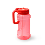 Sportflasche aus Kunststoff mit hochklappbarem Strohhalm und Griff, 1,5 l farbe rot erste Gebrauchsansicht