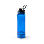 Transparente Trinkflasche aus recyceltem Kunststoff mit Trinkaufsatz und Griff, 750 ml farbe köngisblau erste Gebrauchsansicht