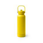 Doppelwandige Flasche aus recyceltem Edelstahl mit Griff und Strohhalm, 730 ml farbe gelb zweite Ansicht