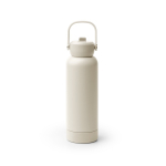 Doppelwandige Flasche aus recyceltem Edelstahl mit Griff und Strohhalm, 730 ml farbe beige zweite Ansicht