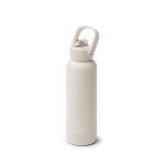 Doppelwandige Flasche aus recyceltem Edelstahl mit Griff und Strohhalm, 730 ml farbe beige erste Gebrauchsansicht