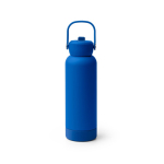 Doppelwandige Flasche aus recyceltem Edelstahl mit Griff und Strohhalm, 730 ml farbe köngisblau zweite Ansicht