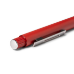 Kugelschreiber aus recyceltem Aluminium mit matter Oberfläche und blauer Tinte farbe rot zweite Detailansicht