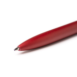 Aluminium-Kugelschreiber mit Druckknopf aus Bambus, Metallclip und blauer Tinte farbe rot erste Detailansicht