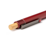 Aluminium-Kugelschreiber mit Druckknopf aus Bambus, Metallclip und blauer Tinte farbe rot zweite Detailansicht
